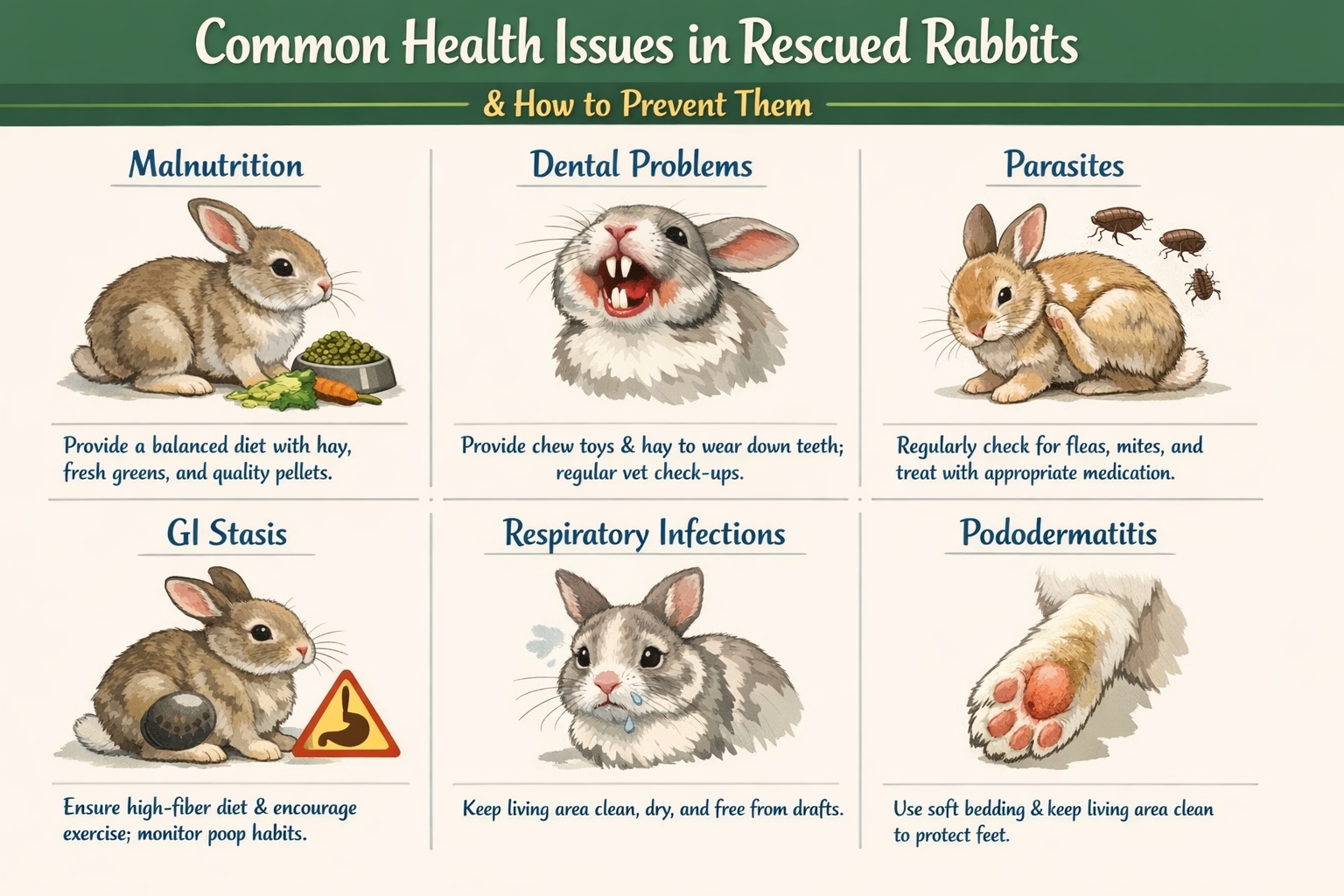 What Are the Common Health Issues Faced by Rescued Rabbits and How Can They Be Prevented?