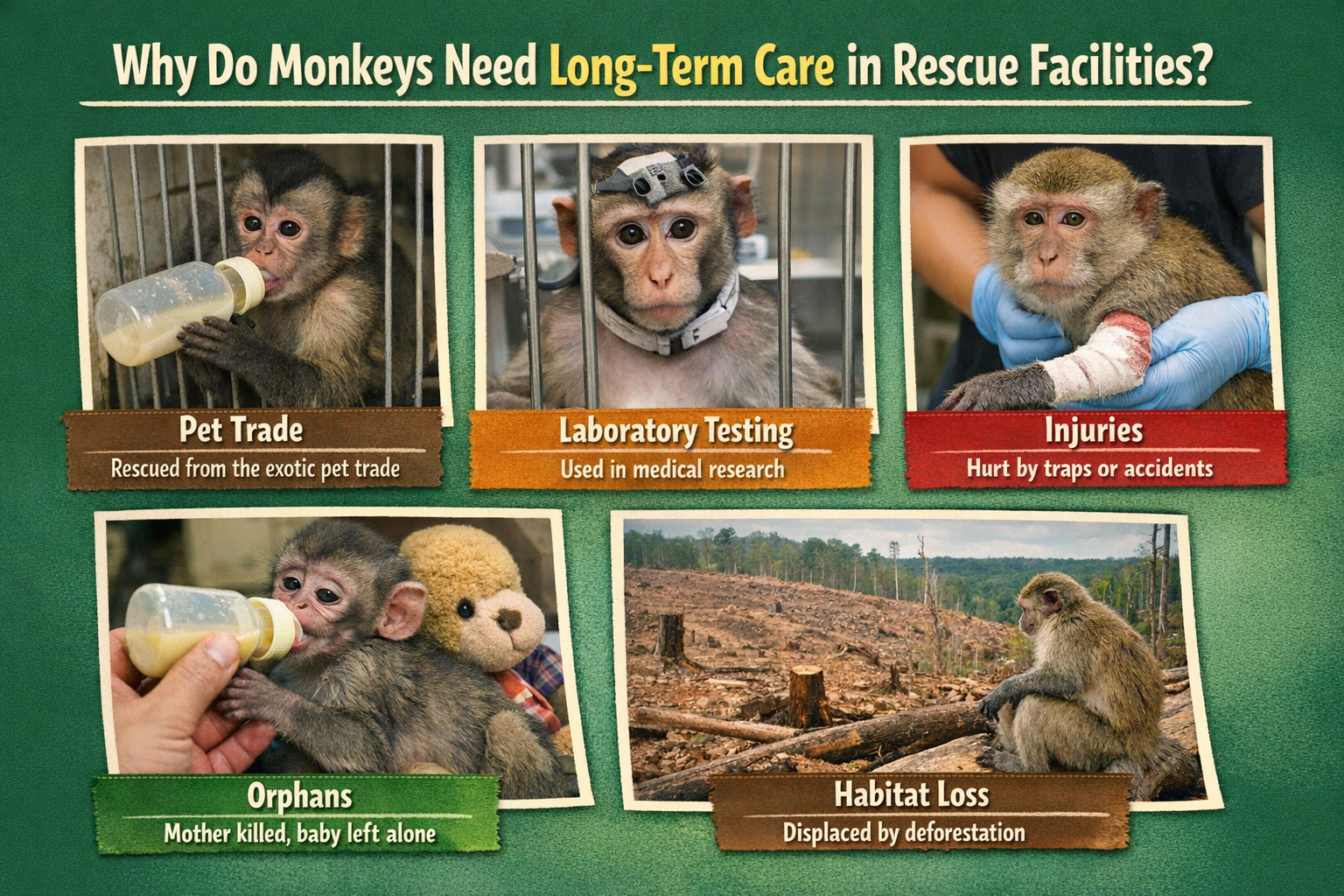 Why Do Some Monkeys Need Long-Term Care in Rescue Facilities?